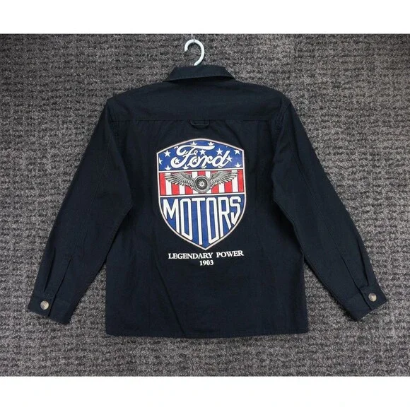 Ford Motors Chore Jacket Mens Medium Black Heavy Twill Graphic Print Logo NWT - Picture 15 of 16